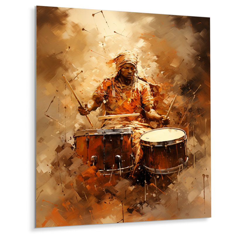 "Drame traditionnel africain I" sur métal, H 32 po x l 24 po x P 1 po