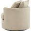 Fauteuil d'appoint pivotant rembourré de couleur chameau, avec ressorts ensachés et accoudoirs hauts pour un revêtement relaxant, avec rembourrage en mousse