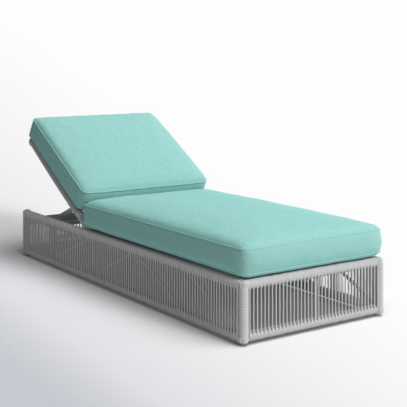 Renfri Outdoor Rust-Resistant Metal Chaise Lounge , Sunbrella Cushion Included, Dupione Celeste Sunbrella®