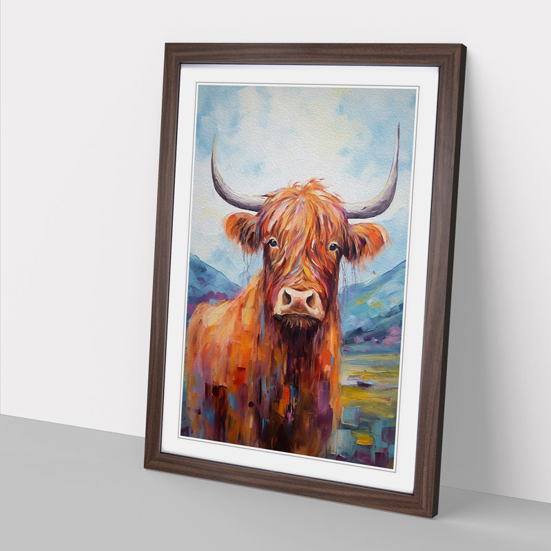 Highland Cow Impressionism - Framed Print