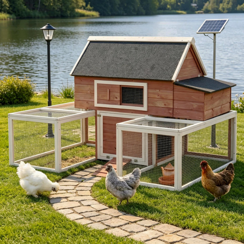 Poulailler en bois, cage à poulets pour l'extérieur avec nichoir