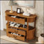 Console rétro en bois courbé avec 3 tiroirs et tablette de rangement, parfaite pour le salon et le couloir
