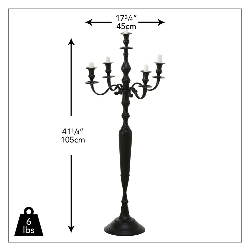 Hamptons Black Metal 41.25" 5-Candle Floor Candelabra