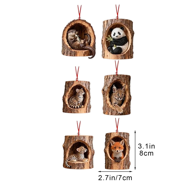 6PC ornements de Noël décorations de Noël pendentifs d'arbre de Noël impression à plat 2 pendentifs en acrylique, D