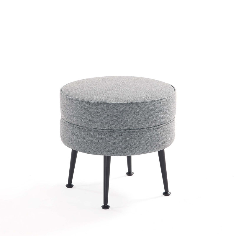 Luker Upholstered Ottoman, Gray, Black