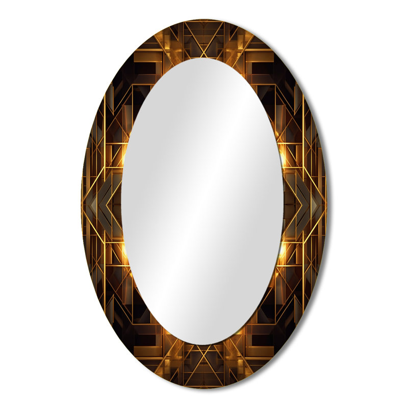 Miroir mural ovale sur fond doré, 36 po x 24 po