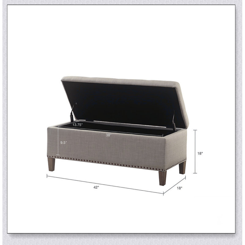 Tufted Top Soft Close Storage Bench Simple design, comfortable and durable, multi-functional bench, Light Gray