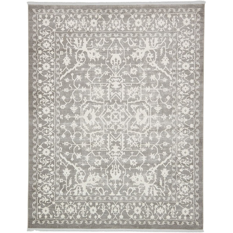 Tapis gris à motif géométrique Maglione, Rectangle 4 pi x 6 pi