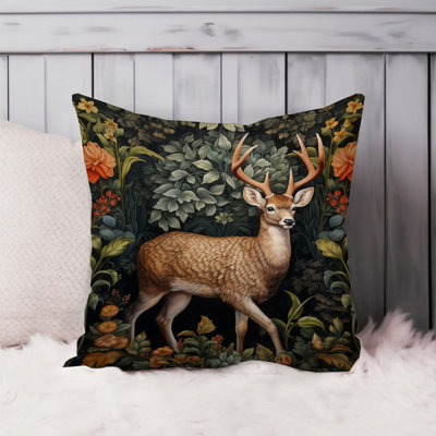 Animals William Morris Deer VII Cottage Throw Pillow Cover