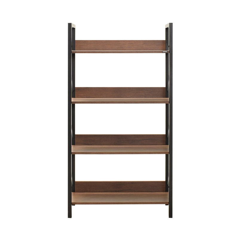 Bibliothèque industrielle moderne avec structure en métal, 28,7 x 53,5 x 13,8 pouces | 100% panneau de particules enduit de mélamine, épaisseur: 0,6 pouce | Nombreuses tablettes à fixation murale, parfaites pour la maison et le bureau