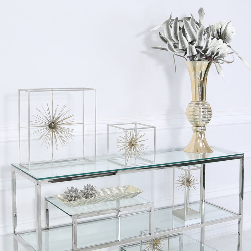 Ellefson Abstract Figurines & Sculptures, Silver/Gold, 20cm H x 20cm W x 20cm D