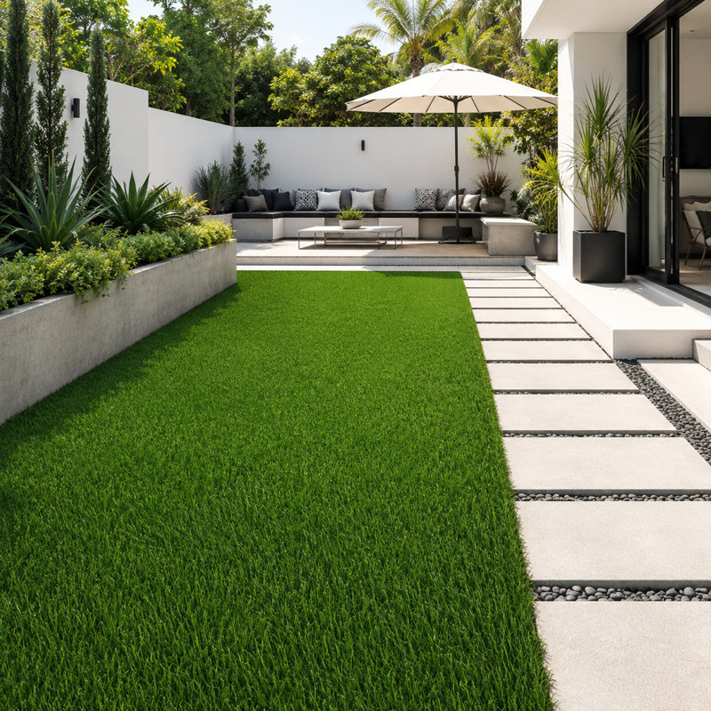 Gazon artificiel, tapis d'extérieur avec drainage, velours épais pour la terrasse, balcon, jardin