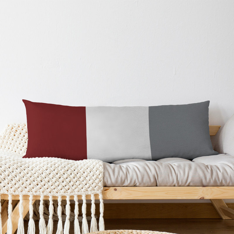 Polyester Medium Pillow, Acle,Maroon/Dark Gray