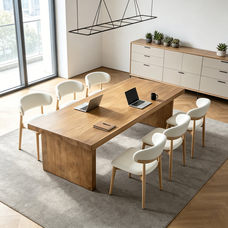 Ensemble de table de conférence en bois massif (avec 8 chaises) pour les salles de réunion et de formation