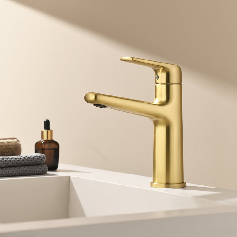 Bathroom Faucet 1 Hole Bathroom Sink Faucet Waterfall Vanity Faucet Single Handle Bathroom Sink Modern, Brushed Gold