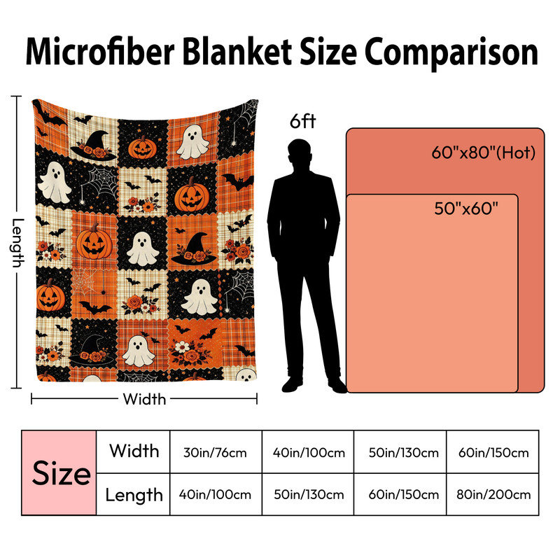 Jeté en flanelle JYK, en microfibre moelleuse, légère, respirante et confortable, 30 po x 40 po, avec citrouilles