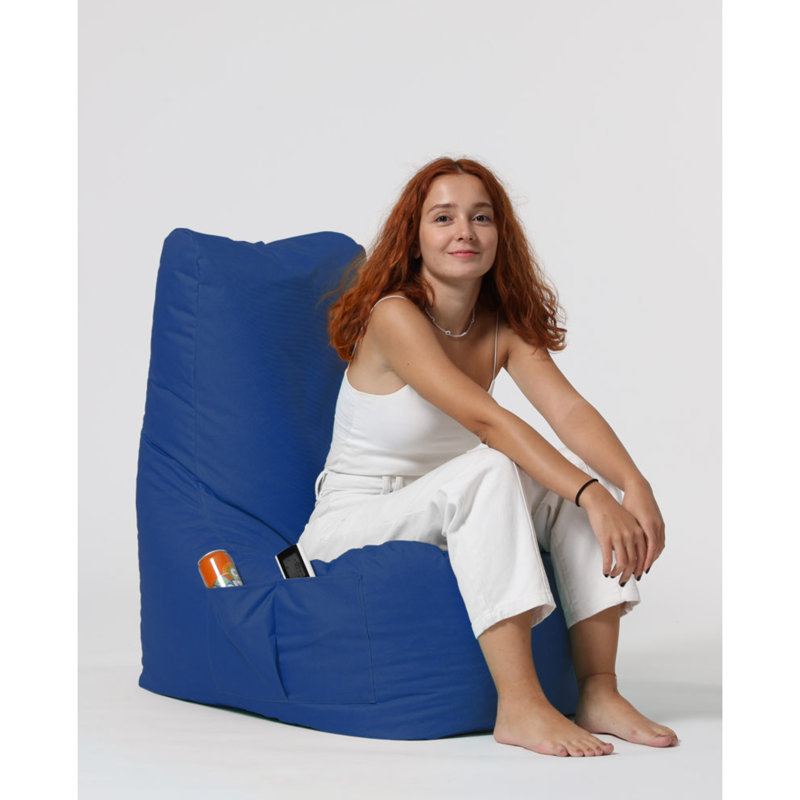 Petit fauteuil à billes, 100 % polyester bleu