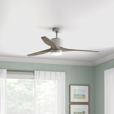 52"  3 - Blade Outdoor LED Smart Propeller Ceiling Fan with Wall Control and Light Kit Included