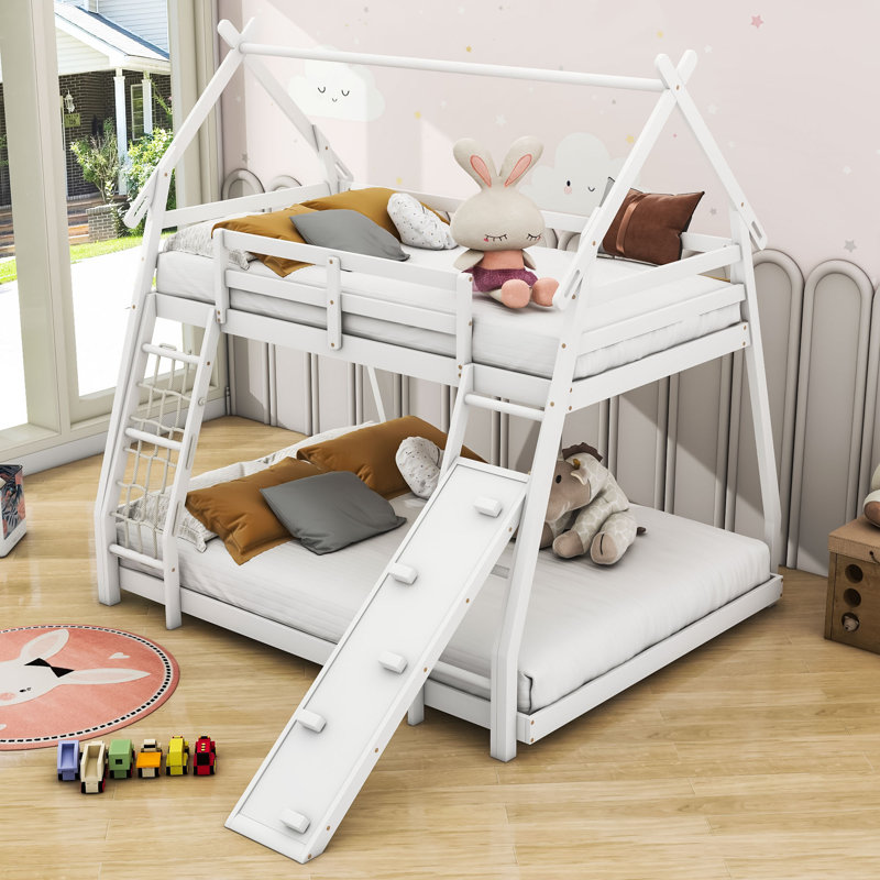 Lit superposé simple au dessus d'un grand lit Muthiani Kids, Blanc