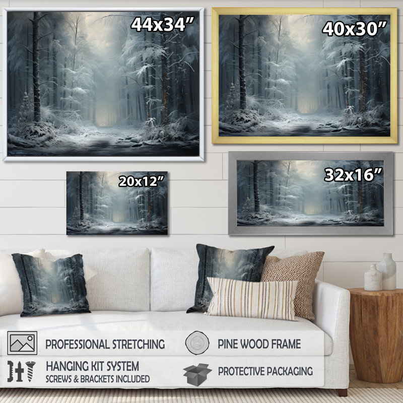 Winter Silent Woods IV, reproduction d'art sur toile, H 30 po x l 40 po x P 1,5 po, Toile tendue