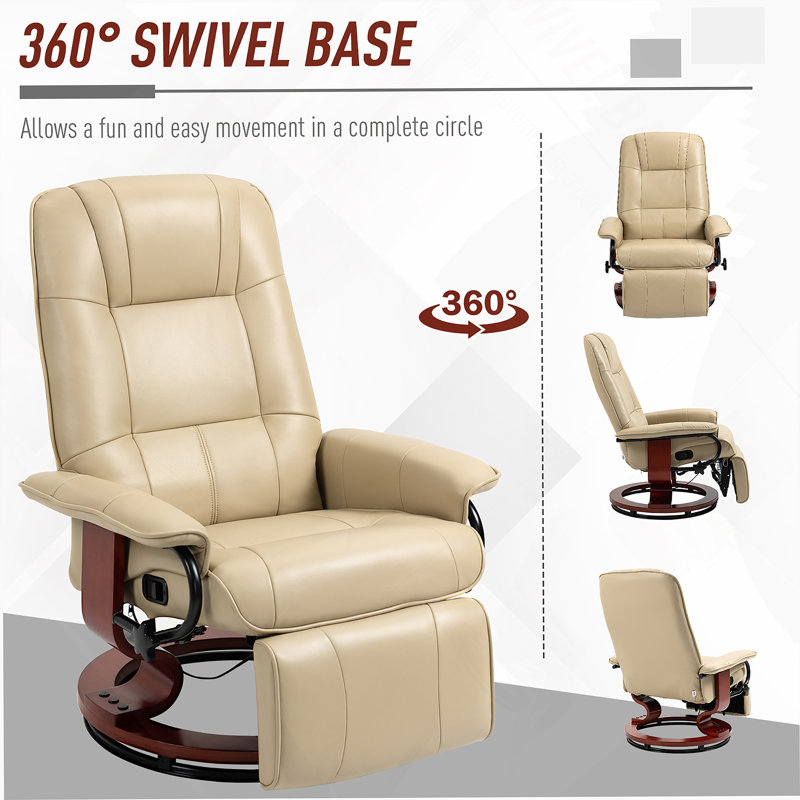 Faux Leather Manual Recliner, Cream White 