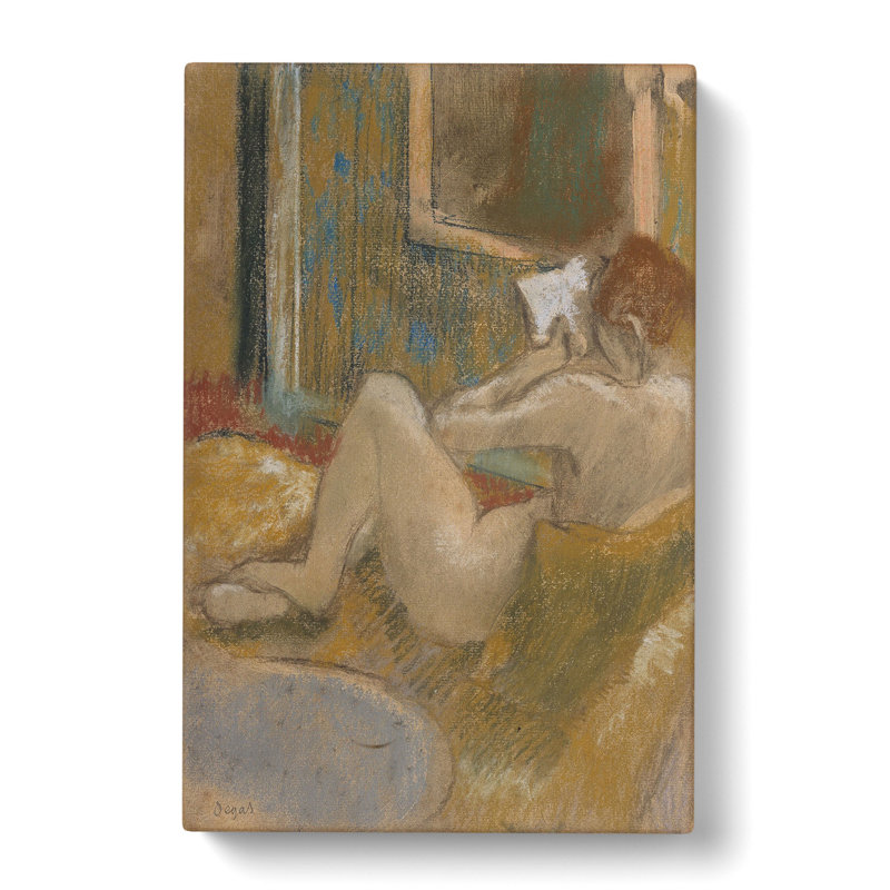 Nude Woman Reading by Edgar Degas - Wrapped Canvas Painting, 50cm H x 35cm W x 3cm D