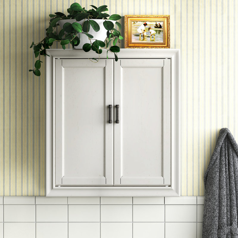 Armoire de salle de bain l 23,75 po x H 26 po x P 8 po Jesse, Blanc vieilli