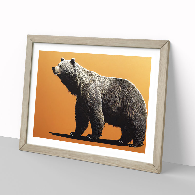 Expressive Bear - Single Picture Frame Print, 34cm H x 46cm W x 2cm D, Oak Framed