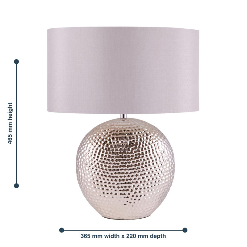Malupo Metal Table Lamp, Polished Chrome, Grey
