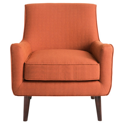 Chaise d'appoint Mid-Century avec cadre en bois massif orange brûlé avec revêtement de siège et coussin amovible