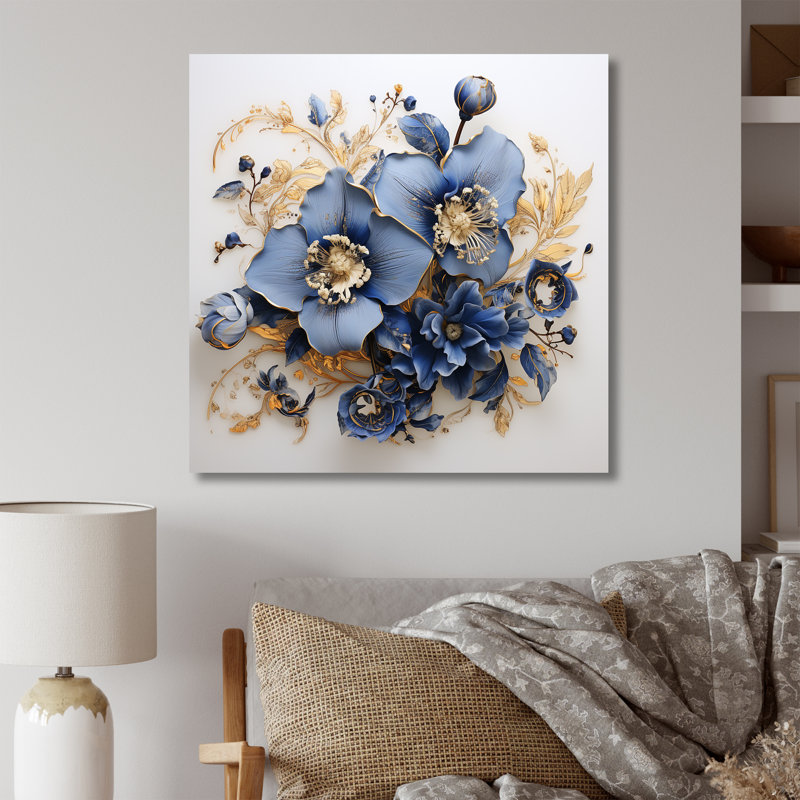 Blue Orchids Whispered Symphony, H 16 po x l 16 po x P 1 po, Toile tendue