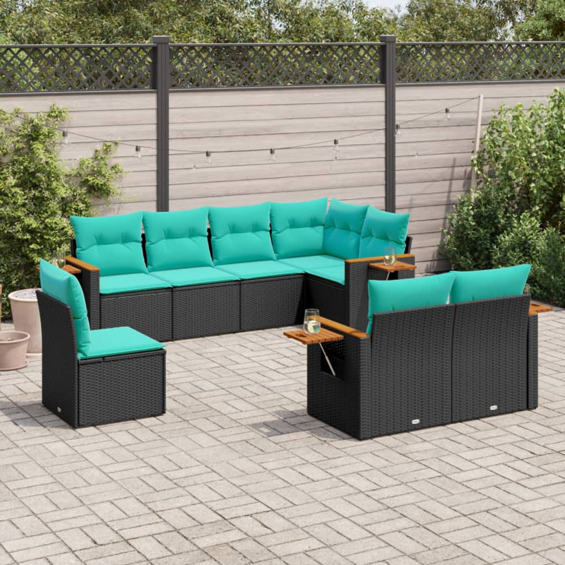  Patio Sofa Set Black, Blue