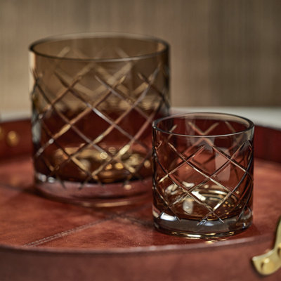 Grand vase en verre taillé à la main 6 po