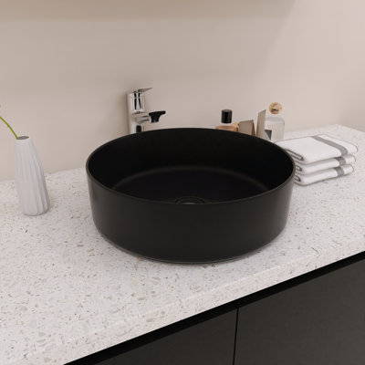 16" Round Vessel Bathroom Sink With Easy-Clean