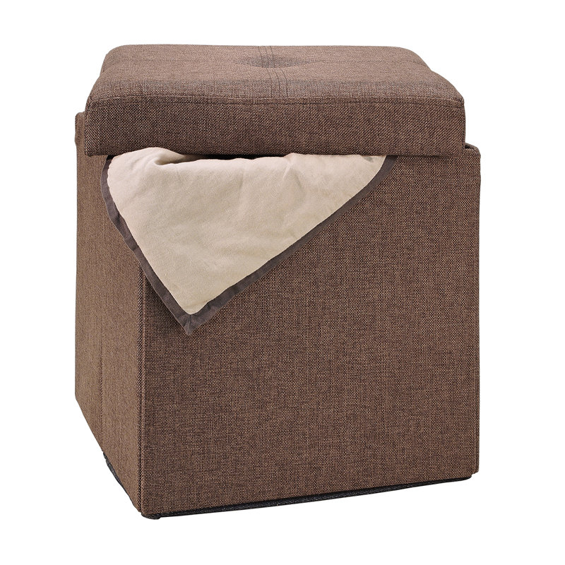 Besmir Faux Leather Ottoman, Espresso Faux Leather