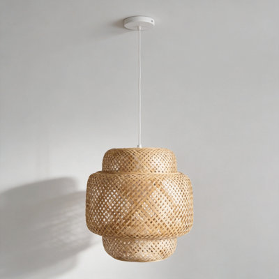 Large 19.7" White Bamboo Pendant Light