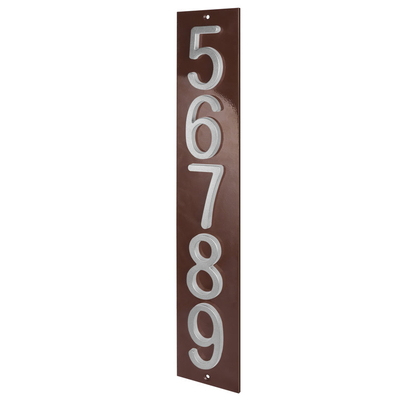 Plaque d'adresse verticale en aluminium Royal Shade, Argent argent, Oui, Brun