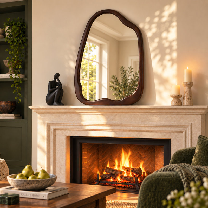 Miroir mural Modern Freeform, 32" x 24", Dark Walnut