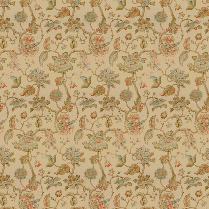 Tidewater Block Fabric, Clay/Teal
