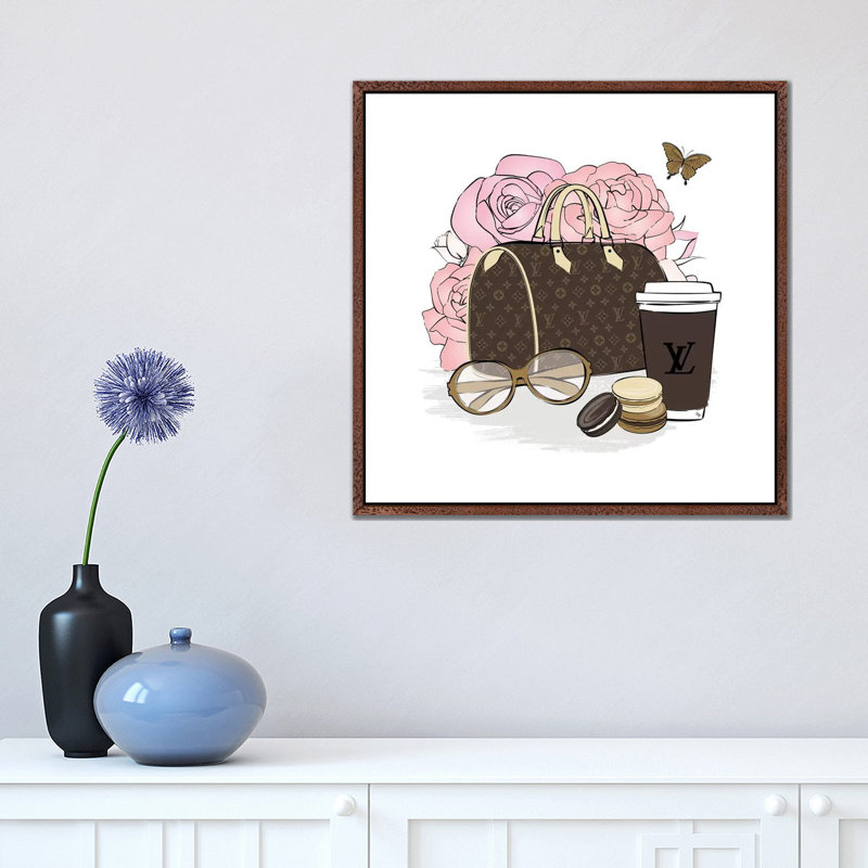 LV Set 1 Piece Wall Art on Canvas, 66.04 cm H x 66.04 cm W, Brown Framed