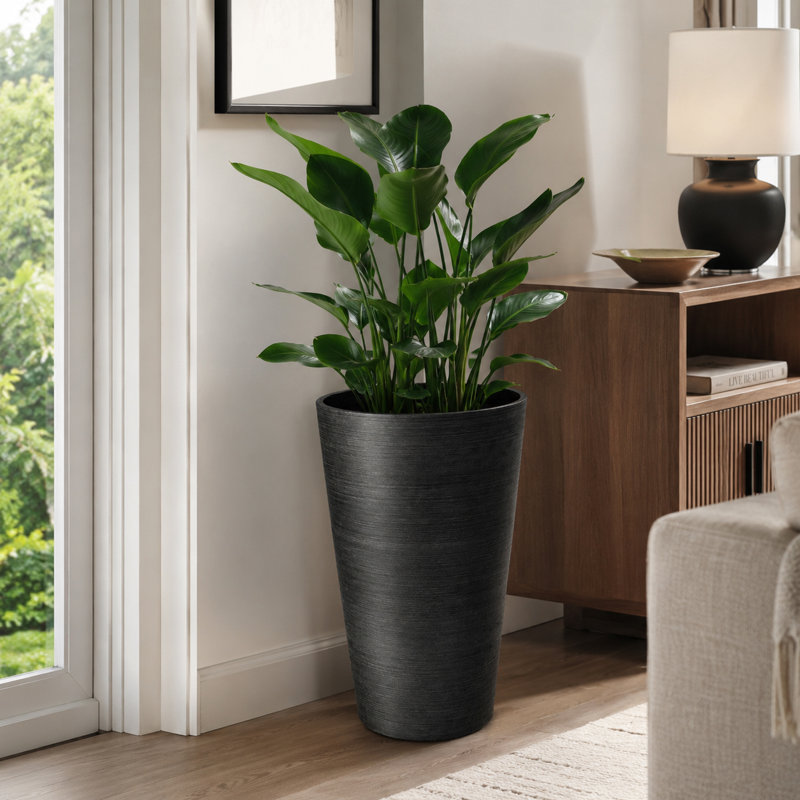 Grand pot à fleurs Miley, Noir, noir, noir, noir, H 24 po x l 16 po x P 16 po