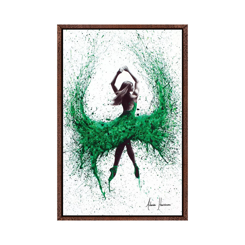 An Emerald Love by Ashvin Harrison - Print on Canvas, 66.04 cm H x 45.72 cm W, Classic Brown Wood Framed