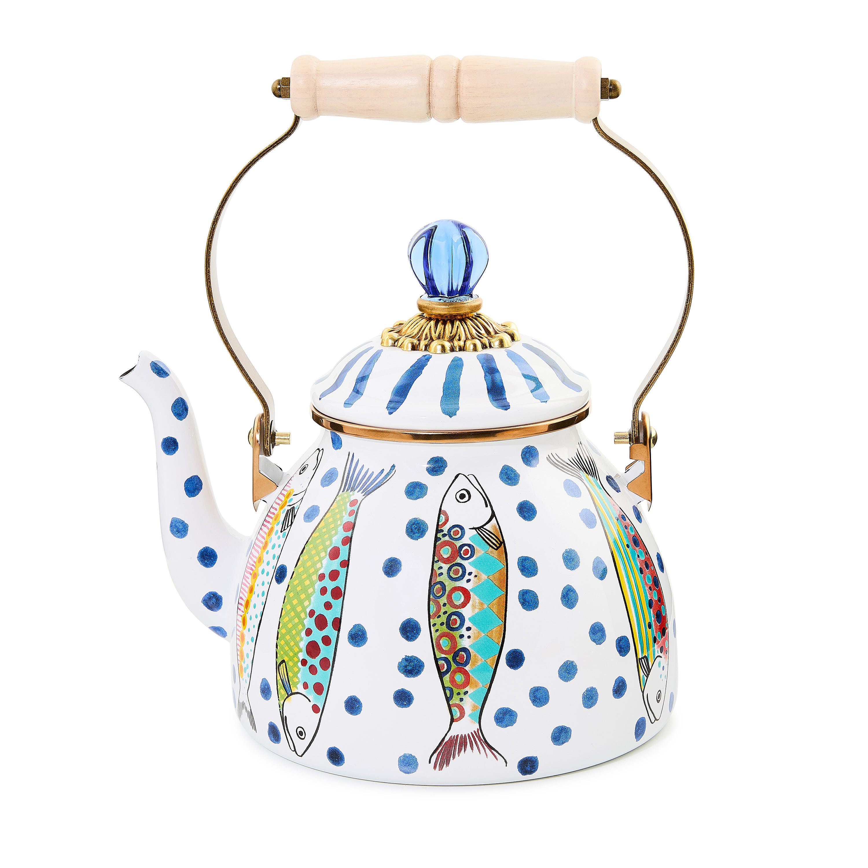 MacKenzie-Childs Go Fish 2 Quart Tea Kettle | Wayfair