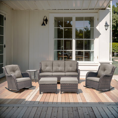 Bonia 6 - Pieces Outdoor Sofa Seating Group with Ottomans and Cushions