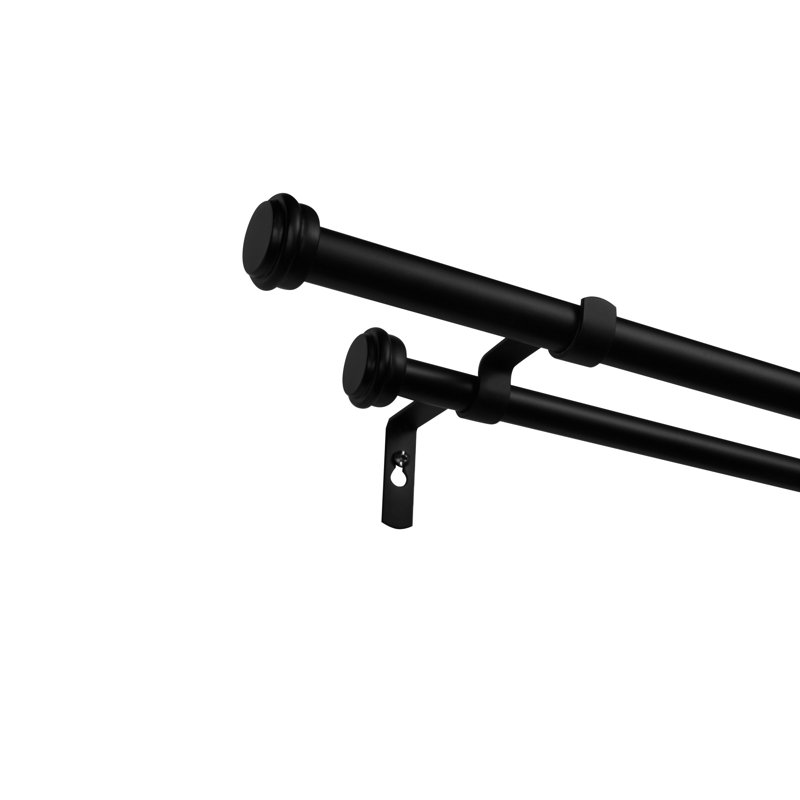 Ensemble de tringle à rideaux double avec fleuron Cheviot Exclusive Home, Noir mat, 36" - 72"