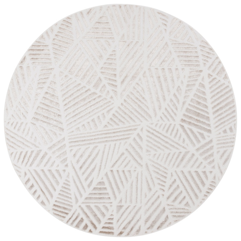 Tapis ivoire / gris Maya 116, Rond 6 pi 7 po