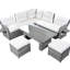 Mobilier d'extérieur beige avec repose-pieds et tables inclinables