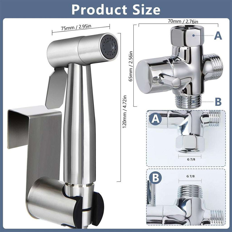 Ensemble de douchette bidet en acier inoxydable 7/8 po