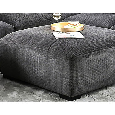 Revêtement carré contemporain gris avec plateau en mousse à mémoire de forme et pieds fuselés, conception modulaire, l 43 po x l 21 po, construction en chenille de bois massif avec mousse,