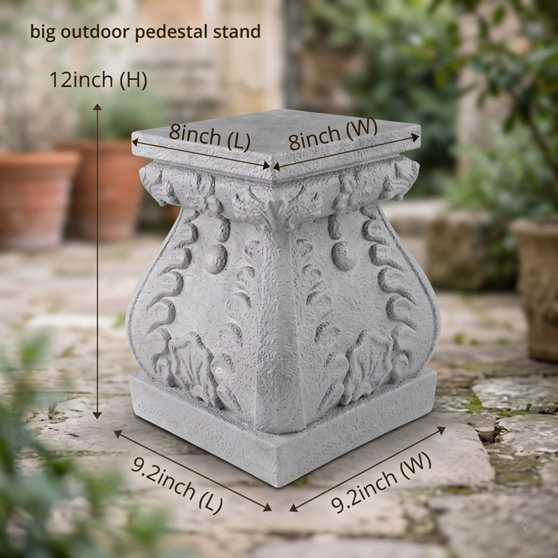 Socle de jardin d'extérieur de style rétro de 12 pouces de hauteur, support de support décoratif pour sculptures et décorations